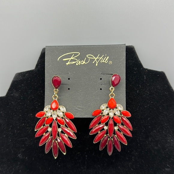 Red and Gold Statement Earrings - Picture 1 of 8